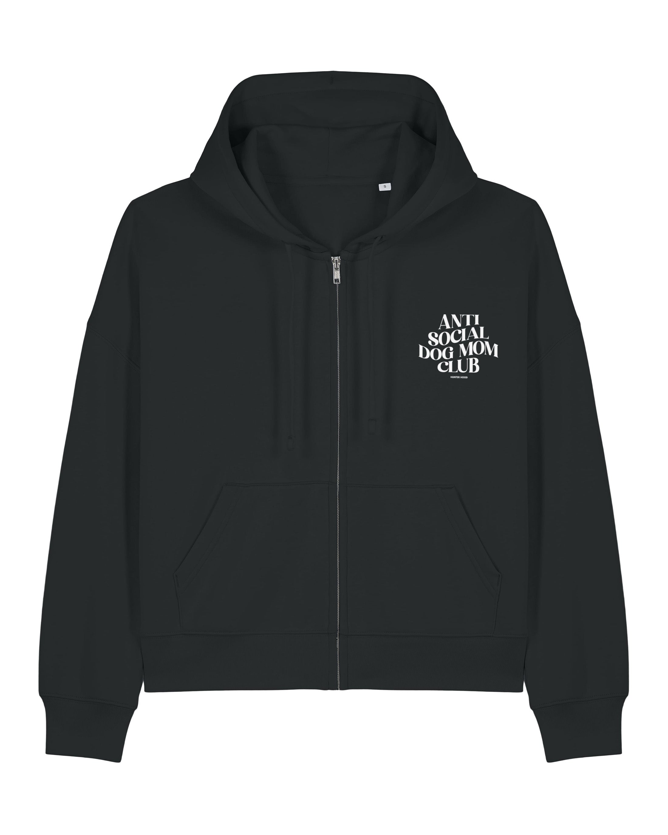 Anti social dog mom club | Cropped Zip Hoodie